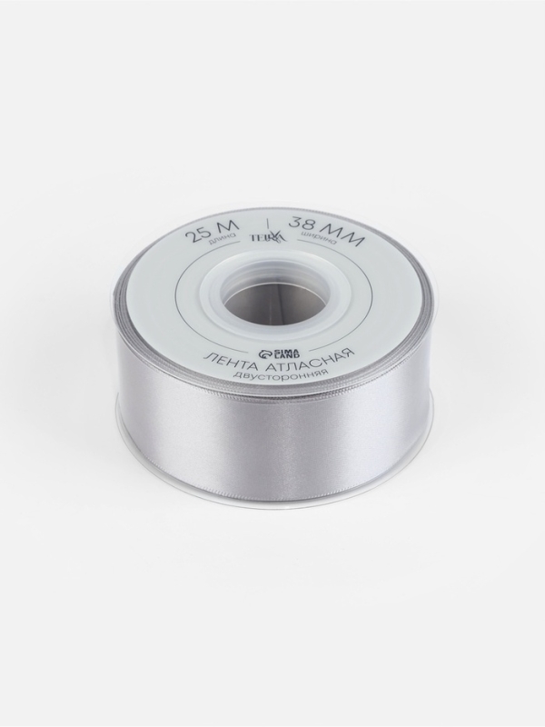 Лента атласная двухсторонняя №837 38мм*25±1м серебряный TR Лента атласная двухсторонняя №837 38мм*25±1м серебряный TR