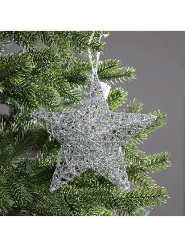 Подвеска световая &laquo;Звезда серебристая&raquo;, 20&times;20&times;5 см, 10 LED, от батареек AG13&times;3, свечение тёплое белое