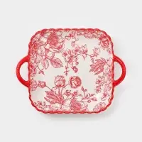 Тарелка с ручками Botanica, 25&times;20&times;4 см, фарфор, белая, красная