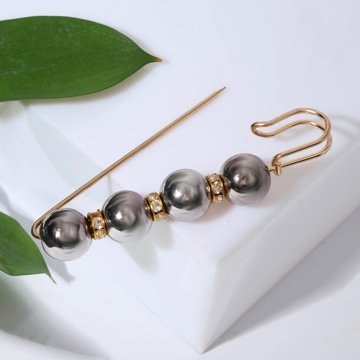 Булавка «Квартет» шар №14, 8 см, цвет глянцевый серый в золоте Булавка «Квартет» шар №14, 8 см, цвет глянцевый серый в золоте