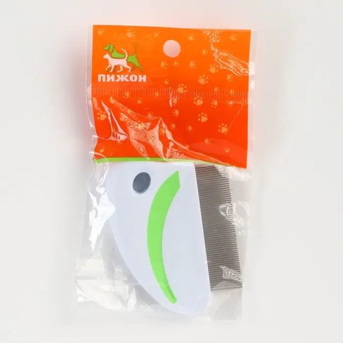 Расчёска малая, 8&times;6 с, с нескользящей ручкой, белая, зелёная