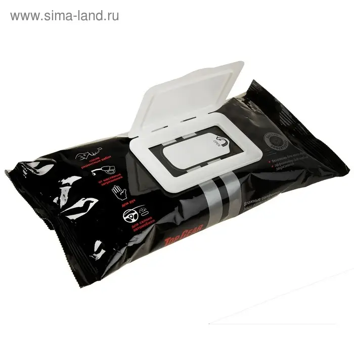 Влажные салфетки Top Gear, универсальные с клапаном, 45 шт.