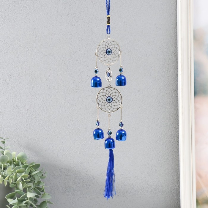 Музыка ветра металл, пластик Музыка ветра металл, пластик "Круги цветов от сглаза" 5 колокольчиков h=30 см