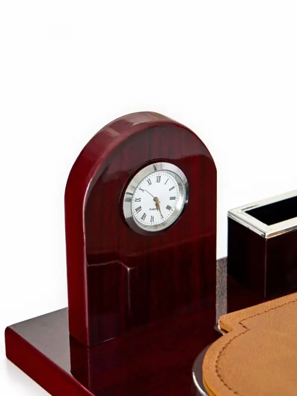 Набор настольный, органайзер 5 в 1 с визитницей и часами, 34&times;20&times;13 см