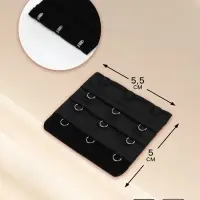 Застёжка-удлинитель для бюстгальтера, 3 ряда 3 крючка, 5×5.5 см, чёрная