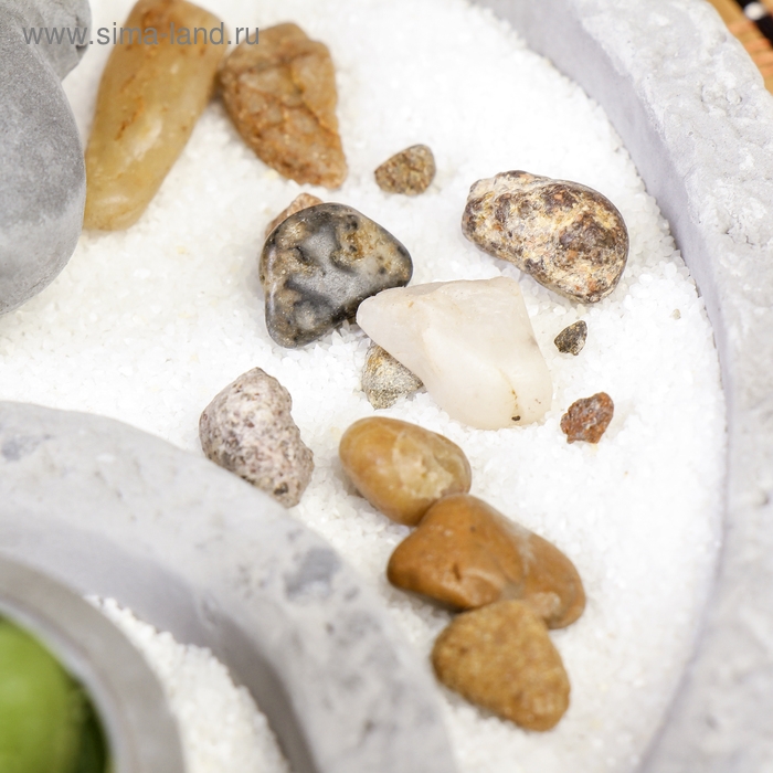 Сад камней Дзен  Сад камней Дзен "Будда в саду" серый, песок белый + свеча + камни 13х19х19 см