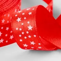 Лента атласная &laquo;Звёзды&raquo;, 15 мм, 23&plusmn;1 м, красная №026