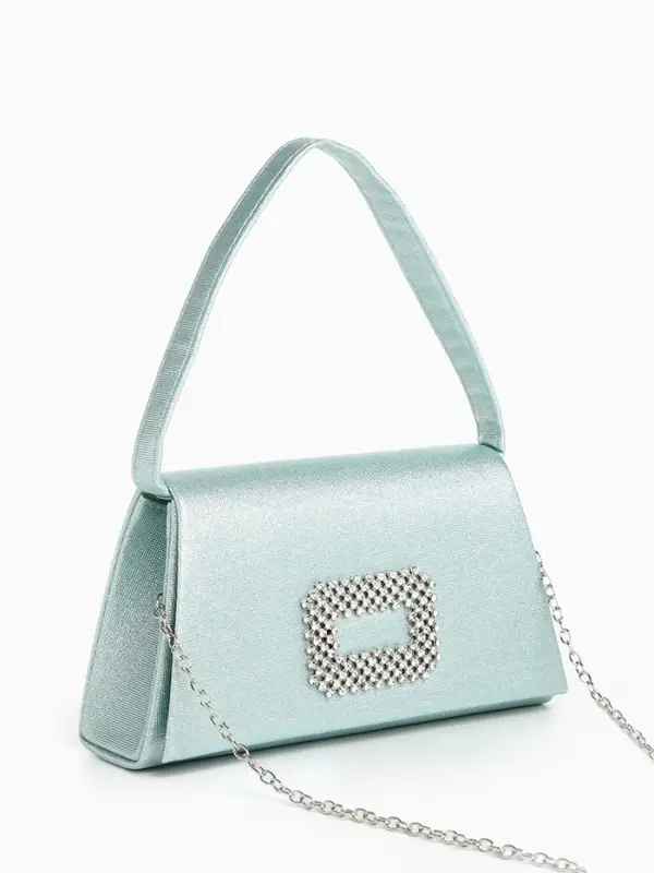 Сумка-клатч женская вечерняя на магните, светло-зелёная