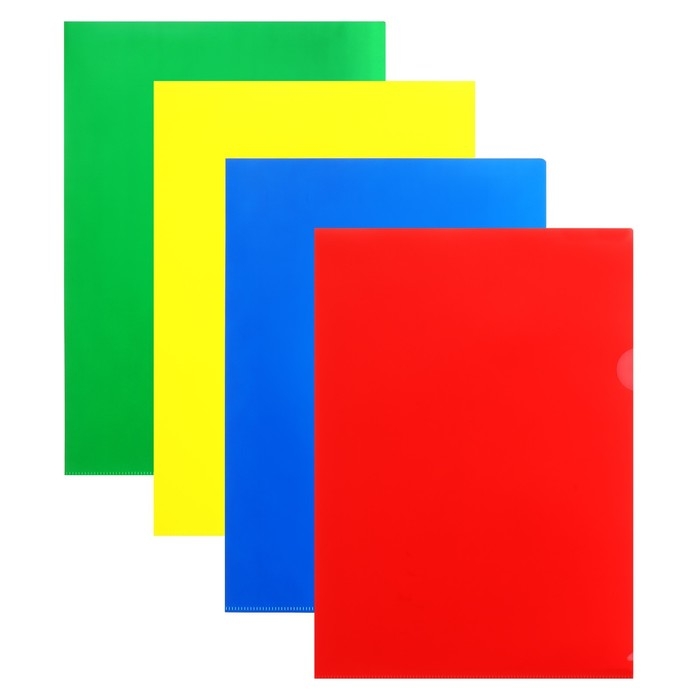 Набор папок-уголков А4, 180 мкм, Calligrata Стандарт, полупрозрачные, 4 штуки, микс Набор папок-уголков А4, 180 мкм, Calligrata Стандарт, полупрозрачные, 4 штуки, микс