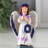 Сувенир полистоун "Девочка-ангел с венком лаванды - молитва" фиолет 6,5х3,6х9,5 см Сувенир полистоун "Девочка-ангел с венком лаванды - молитва" фиолет 6,5х3,6х9,5 см
