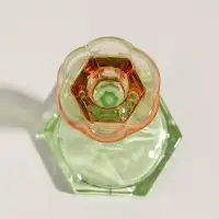 Подсвечник стекло "Градиент. Грани" оранжево-зелёный d=2,2 см 9,5х9,5х15,5 см