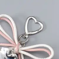 Брелок на карабине "Двойной бант с сердцем" бело-розовый 14х9х1,5 см