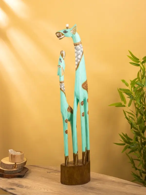 Сувенир "Жирафы" дерево 20х15х100 см, цв. бирюзовый