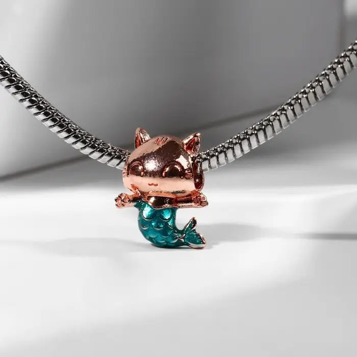 Шарм «Кошечка» русалка, цвет морской в розовом золоте Шарм «Кошечка» русалка, цвет морской в розовом золоте