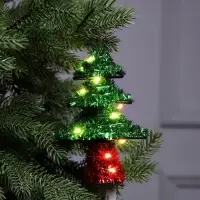 Светодиодная фигура из мишуры &laquo;Ёлочка зеленая&raquo; 17&times;13 см, 10 LED, от батареек AG10&times;3, свечение тёплое белое