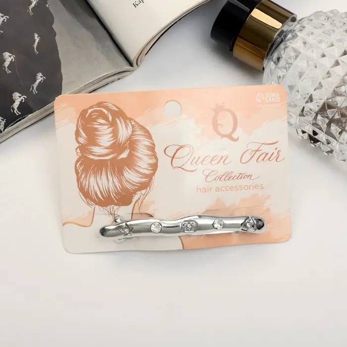 Заколка-автомат для волос "Либерти стиль" утонченность блеск, 7 см, серебро