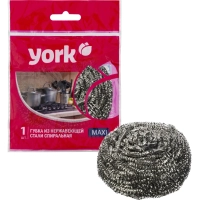 Губка-мочалка для мытья посуды YORK Макси спиральная стальная