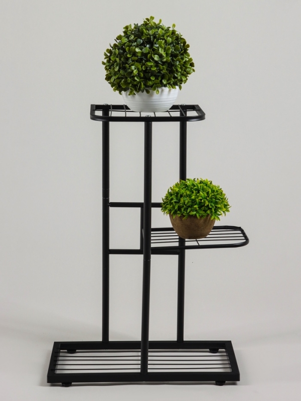 Подставка для цветов Greengo, 3 полки, 43 × 22 × 57 см, напольная, металл, чёрная Подставка для цветов Greengo, 3 полки, 43 × 22 × 57 см, напольная, металл, чёрная