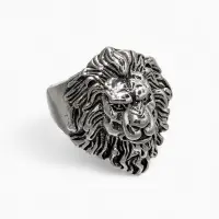 Кольцо &laquo;Перстень&raquo;, лев, цвет чернёное серебро, безразмерное