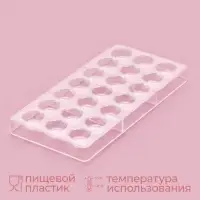 Форма для конфет и шоколада KONFINETTA &laquo;Тоффи. Круг&raquo;, 27.5&times;17.5&times;2.5 см, 21 ячейка 2.5&times;1.5 см, пластик, прозрачная