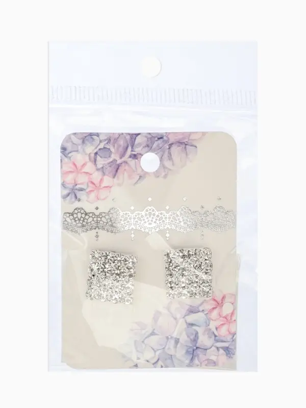 Серьги со стразами &laquo;Квадрат&raquo;, 12&times;12 мм, белые в серебре