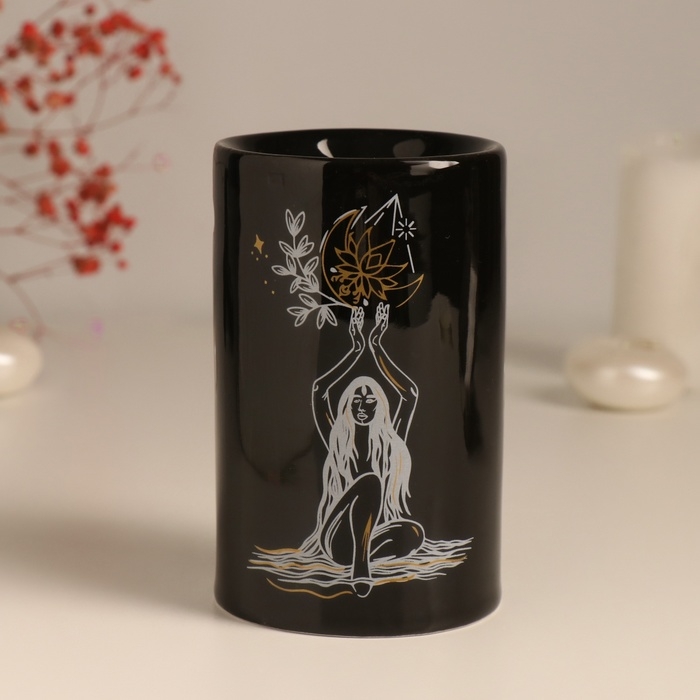 Аромалампа керамика Аромалампа керамика "Я выбираю себя" чёрная с золотом 7,2х7,2х11,6 см