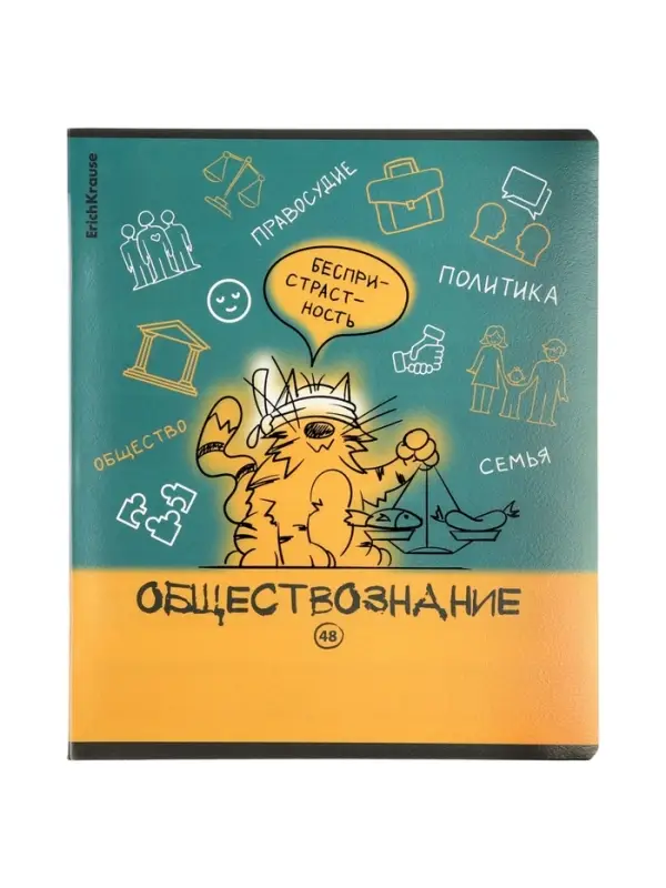 Тетрадь 48 листов в клетку &laquo;Обществознание: Котоформулы&raquo; ErichKrause, с пластиковой обложкой