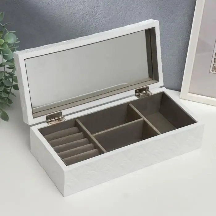 Шкатулка для украшений &laquo;Белое плетение&raquo;, дерево, 8&times;27&times;12.2 см