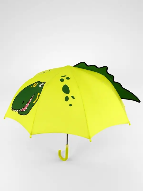 Зонт - трость детский &laquo;Динозавр&raquo;, механический, 8 спиц, R=35/46 см, d=70 см, зелёный