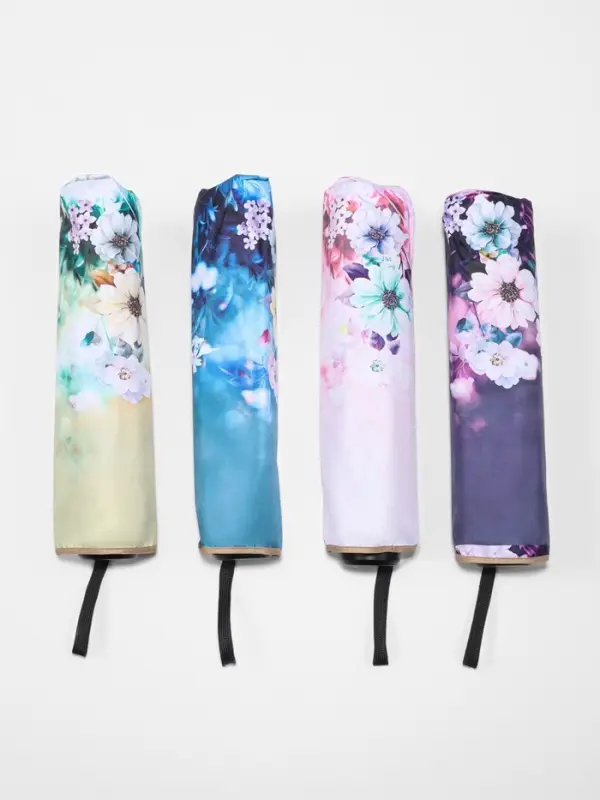 Зонт механический &laquo;Лепесток&raquo;, эпонж, 4 сложения, 8 спиц, R=48/56 см, d=96 см, МИКС