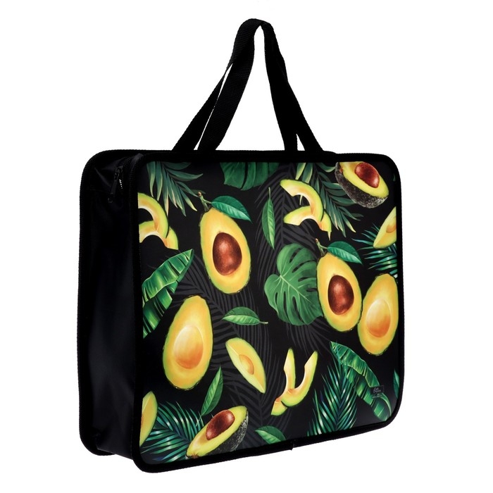 Папка с ручками А4, 330 х 260 х 75 мм, пластиковая, ручки-тесьма, Calligrata  Папка с ручками А4, 330 х 260 х 75 мм, пластиковая, ручки-тесьма, Calligrata "Авокадо"