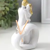 Аромадиффузор полистоун с палочками "Влюблённые у сердца" белый с золотом 6,5х12х14,2 см