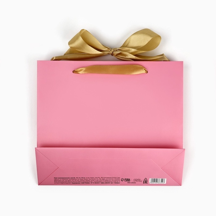 Пакет ламинированный с лентой «С днём рождения», M 30 х 9 х 26 см Пакет ламинированный с лентой «С днём рождения», M 30 х 9 х 26 см