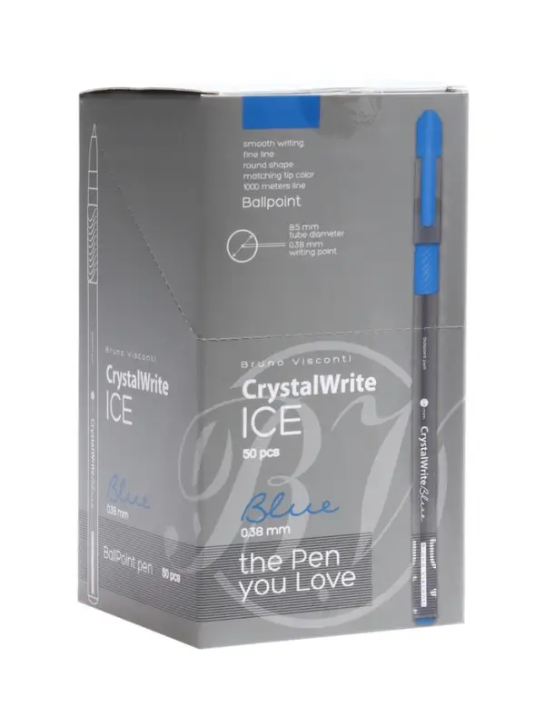Ручка шариковая BrunoVisconti. CrystalWrite.Ice 0.38мм, стерж/син Ручка шариковая BrunoVisconti. CrystalWrite.Ice 0.38мм, стерж/син