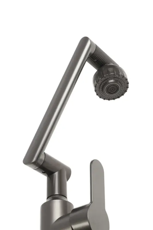 Смеситель для кухни ZEIN Z3706, регулируемый излив высотой 25 см, аэратор 2 режима, графит