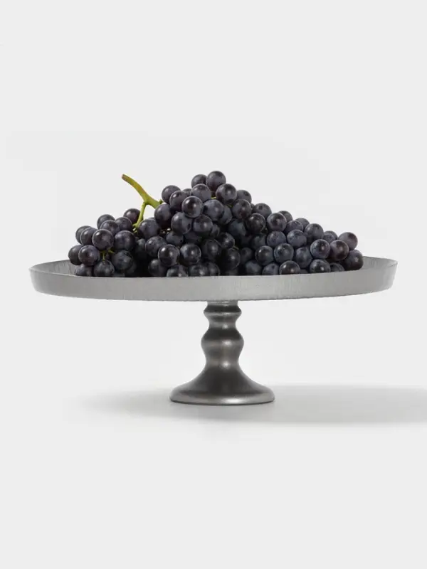 Блюдо для торта &laquo;Кувшинка&raquo;, d=28 см, на ножке, стекло, серебристое