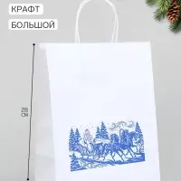 Пакет подарочный крафт &laquo;Тройка Деда Мороза&raquo;, 22&times;12&times;28 см