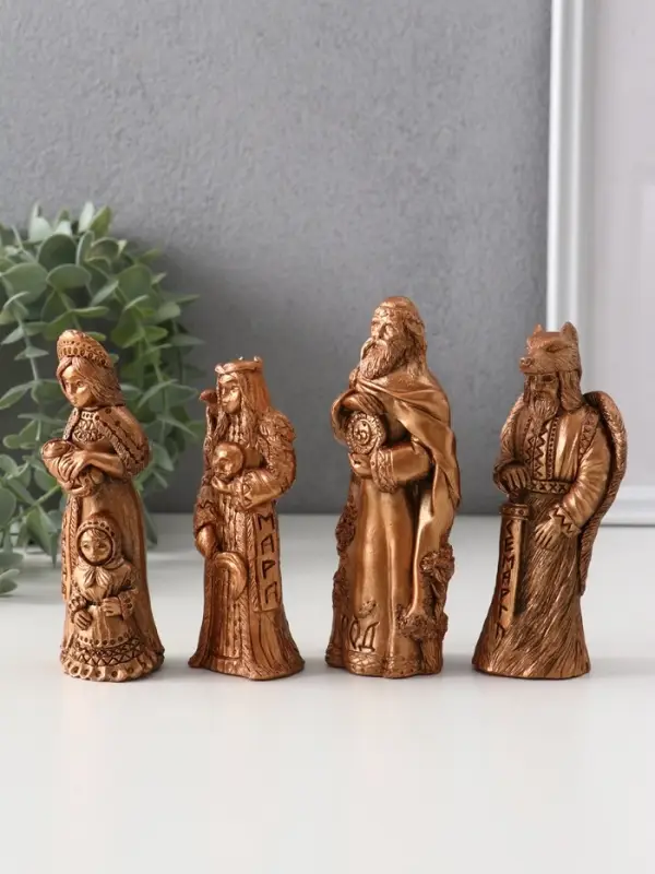 Фигуры "Славянские боги" набор 4 шт, высота от 10,5 до12,5 см, бронза