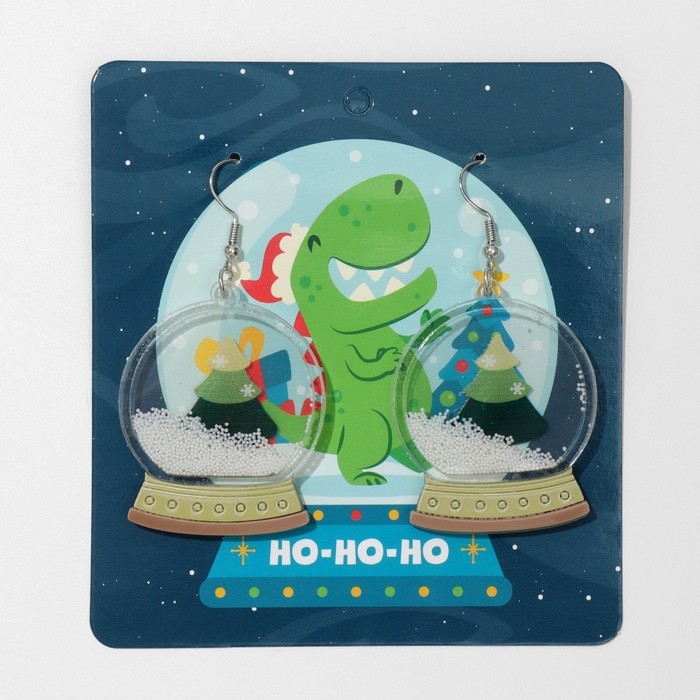 Серьги акрил «Новогодние» шары со снегом, цветные в серебре Серьги акрил «Новогодние» шары со снегом, цветные в серебре