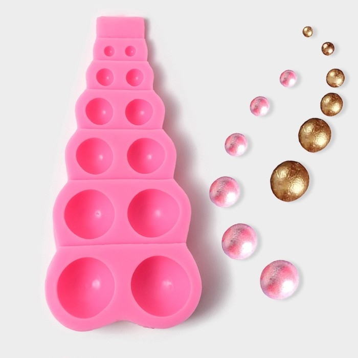 Молд «Полусферы», силикон, 14×7×2 см, 12 ячеек, цвет розовый Молд «Полусферы», силикон, 14×7×2 см, 12 ячеек, цвет розовый