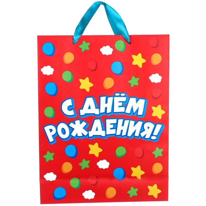 Пакет подарочный Пакет подарочный "С Днем рождения" 31х40х11.5 см, упаковка, Синий трактор