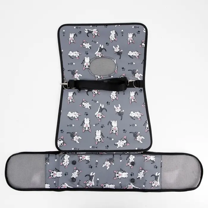 Сумка - переноска каркасная &laquo;Играющие котики&raquo;, размер S, 37.5&times;17&times;22 см, серая