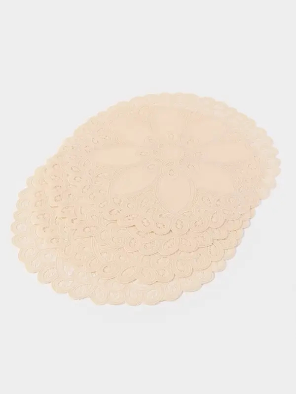 Салфетка ажурная &laquo;Цветок&raquo;, d=38 см, бежевая