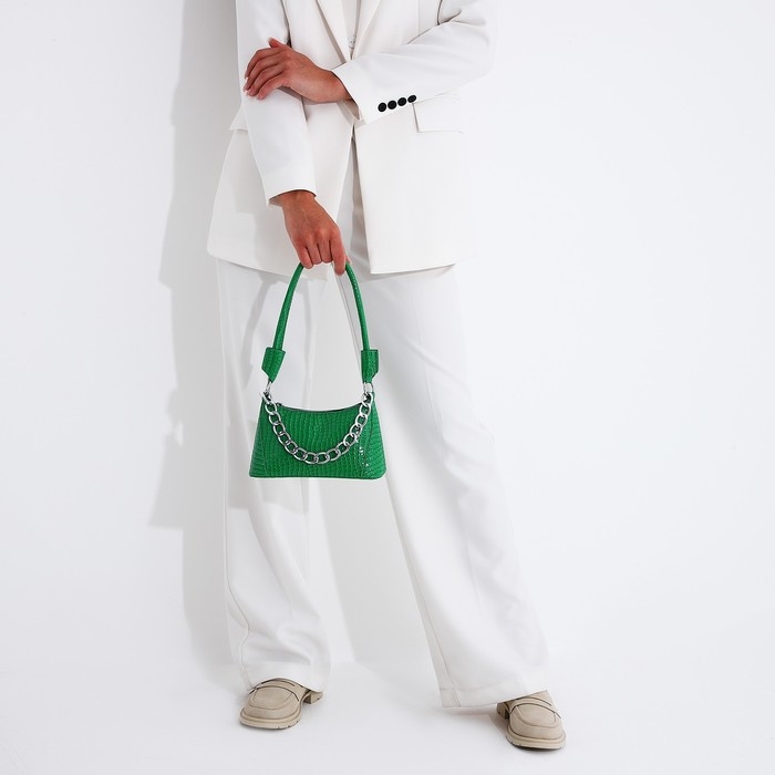 Сумка-багет на молнии, цвет зелёный Сумка-багет на молнии, цвет зелёный