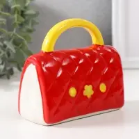 Копилка для денег &laquo;Стёганная красная сумочка с цветком&raquo;, керамика, 12&times;6&times;10.8 см