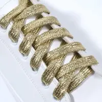 Шнурки для обуви, пара, плоские, 10 мм, 110 см, золотистые