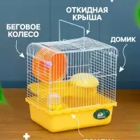 Клетка для грызунов &laquo;Пижон&raquo;, 23&times;17&times;26 см, эмаль, жёлтая