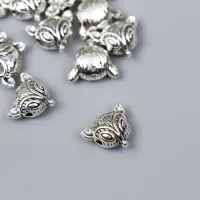 Бусина для творчества металл «Лис» серебро, 1.1×1.3 см