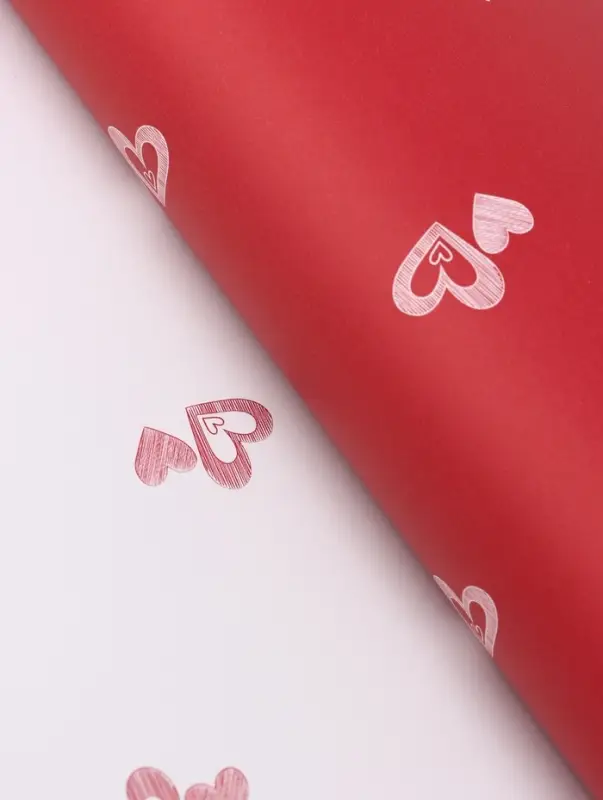 Пленка флористическая для цветов, &laquo;Двойные сердца&raquo;, красная, 57&times;57 см