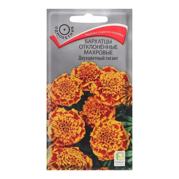 Семена цветов Бархатцы отклоненные махровые  Семена цветов Бархатцы отклоненные махровые "Двухцветный гигант", 0,4 г